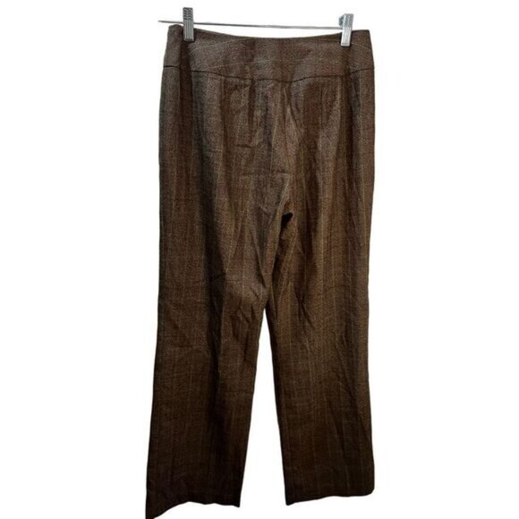 Womens Brown Herringbone High Waisted Trousers Size 6 - Picture 2 of 4